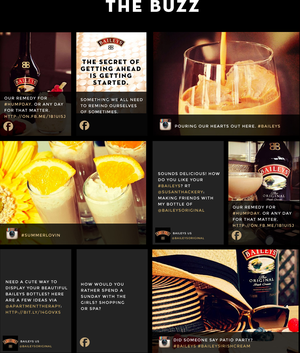 The Buzz, Baileys on Facebook, Twitter, Instagram, and Pinterest